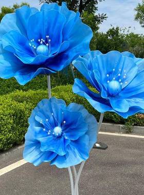 新款婚庆道具路引花舞台泡沫纸花真丝网花婚礼布置装饰橱窗摆件