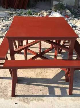 7K实木铁红八仙桌农村仿古折叠拆卸原木正方形中式餐桌拜拜供桌儿