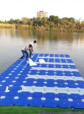 水上浮筒平台HDPE塑料直边小凹槽摩托皮划艇龙舟停泊位浮漂桶