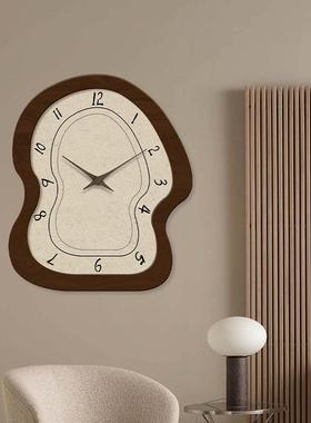 16英寸法式复古晶瓷面木制钟表静音挂钟客厅高级感挂墙时钟