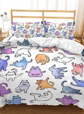 猫动物ebay外贸套件数码印花被套三四件套