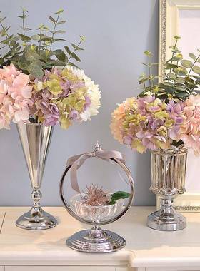 欧式美式粉紫色花艺花瓶组合套装摆件家居客厅样板房仿真花假花