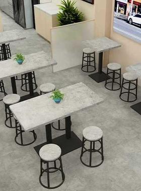 商用简约实木沙县小吃店快餐汉堡奶茶店面馆餐厅桌椅组合经济型