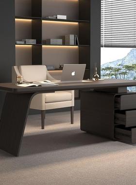 意式轻奢书房书桌家用客厅实木台式电脑桌写字台老板高端办公桌子