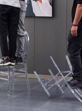 水晶婚礼网红透明PC树脂亚克力宴会靠背椅户外婚庆竹节椅