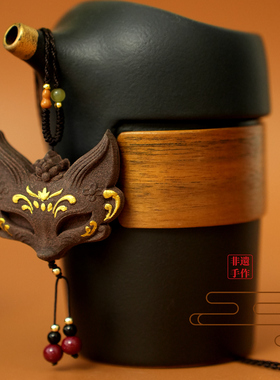 合香狐狸面具吊坠编织绳项链