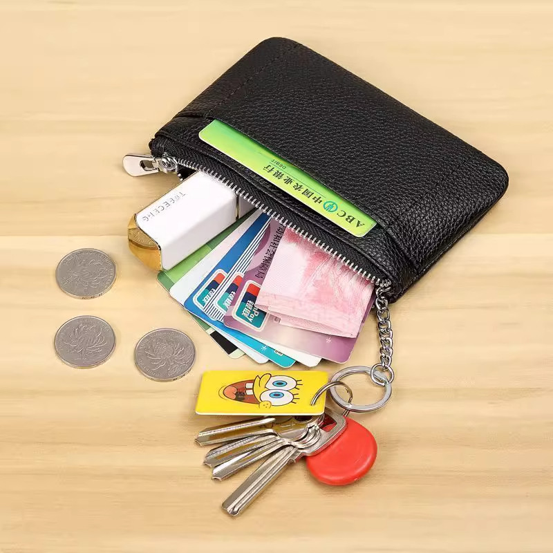 小钱包男女简约荔枝纹薄款钱夹钥匙包零钱银币包卡包短款皮夹爸爸,淘宝优惠券,粉丝福利购,淘宝优惠卷