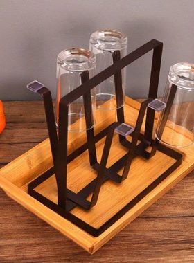 美工复古简约手提铁艺酒杯架摆件创意家居会所店铺工艺装饰品摆设