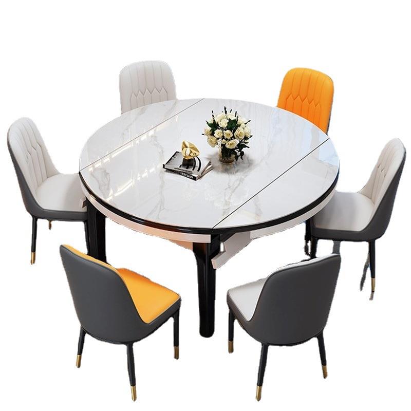 实木岩板餐桌椅组合 现代简约轻奢家用 小户型方变圆伸缩折叠饭桌 - 图3