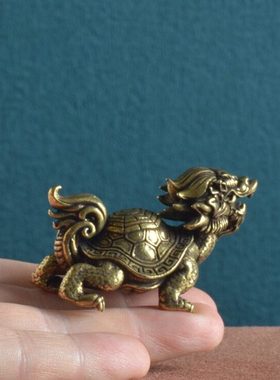 古铜器纳福瑞兽玄武龙龟复古铜摆件文镇书桌摆放神兽铜器文玩茶宠