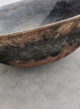 农村老旧货老铁锅大锅民俗老物件怀旧收藏灶堂饭锅农家院装饰摆件