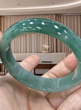【带证】高品质高冰正圈翡翠手镯东方风天然玉镯百变潮流