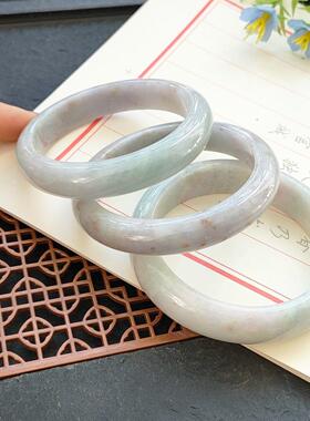 【一物一图】纯天然翡翠a货手镯水润暗紫淡紫洒金正圈手镯53到59