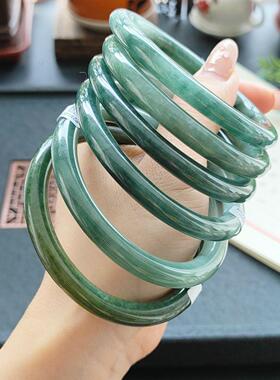 【一物一图】纯天然翡翠A货细糯糯冰种水冰润冰绿满绿油青圆条手