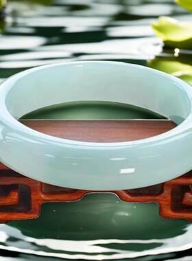 【顺丰包邮】收藏级缅甸老坑翡翠手镯冰糯种飘绿玉石女款冰