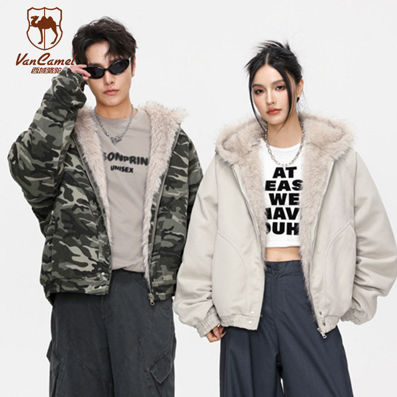 VANCAMEL/西域骆驼情侣冬季毛领厚款保暖棉服工装派克服RXH2519,淘宝优惠券,粉丝福利购,淘宝优惠卷