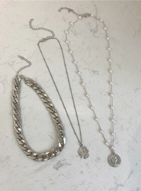 夸张长款毛衣链多层珍珠项链女潮网红锁骨链2023年新款脖颈链女