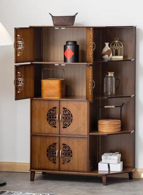 8V楠竹创意书架置物架落地书柜收纳架多功能客厅储物柜中式组合批