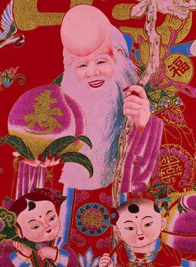 中堂画百寿中堂画寿星中堂画贺寿中堂画闪光彩色绒布