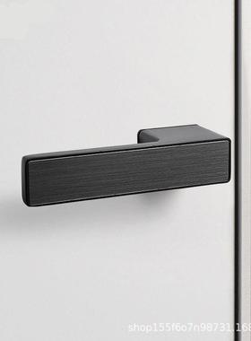 轻奢灰黑色门锁意式极简生态门锁木门锁磁吸门锁室内卧室门把手静