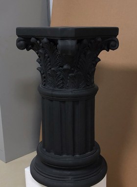 黄莎莎的花园纯黑色质感罗马柱边几室M内家居装饰摆件工艺品