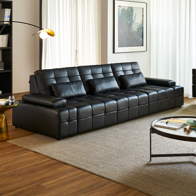 洛德劳伦斯真皮头层牛皮功能沙发客厅平推零靠墙直排黑色电动沙发,淘宝优惠券,粉丝福利购,淘宝优惠卷