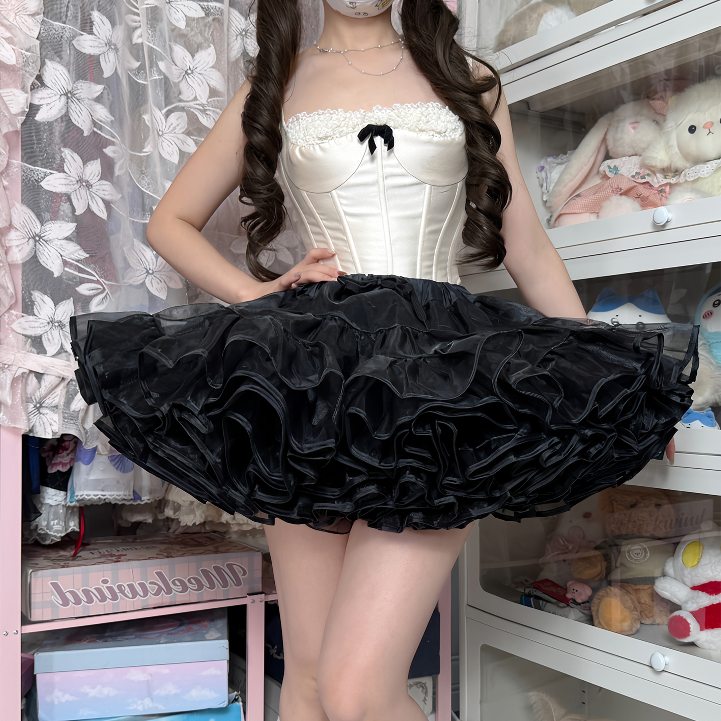 裙撑lolita暴力无骨软纱狗短撑日常洛丽塔飞天鸭屁股黑色花田喜事,淘宝优惠券,粉丝福利购,淘宝优惠卷