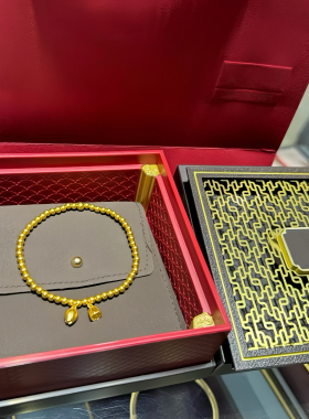 正品两世欢手链金包银莲蓬转运珠古法素圈镯子金店同款送女友礼物