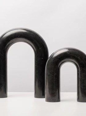 简约现代a创意大理石拱形摆件样板房几何装饰品电视柜桌面摆设品