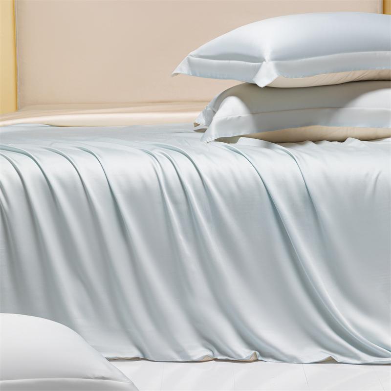 160支兰精天丝四件套Tencel莱赛尔夏季纯色高档冰丝床单被套床品 - 图0