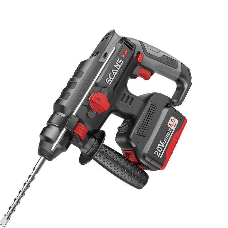 scans朝能多功能20V无线轻型无刷锂电锤电镐冲击钻混凝土开墙S521 - 图0
