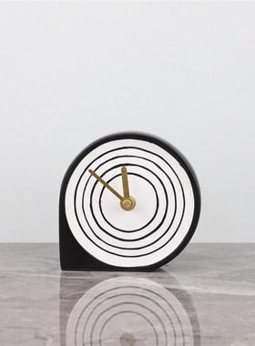 现代简约轻奢创意大理石时钟摆件C客厅电视柜玄关桌面座钟家居装