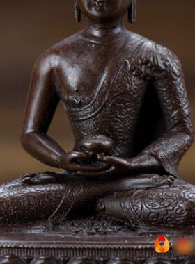 阿弥陀佛 家用佛前台湾室内桌面铜像摆件仿古7cm铜随身佛小铜像