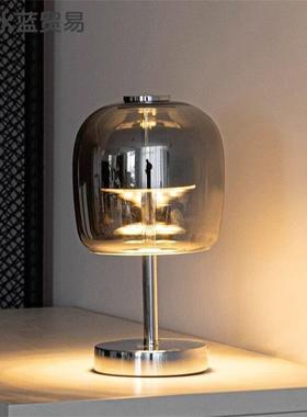 装饰台灯网红卧室书房玻璃灯具北欧简约床头小夜灯个台氛围灯