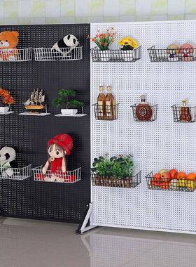 立式铁艺洞洞板落地圆孔铁板货架饰品展示厨房配件置物架超市货架
