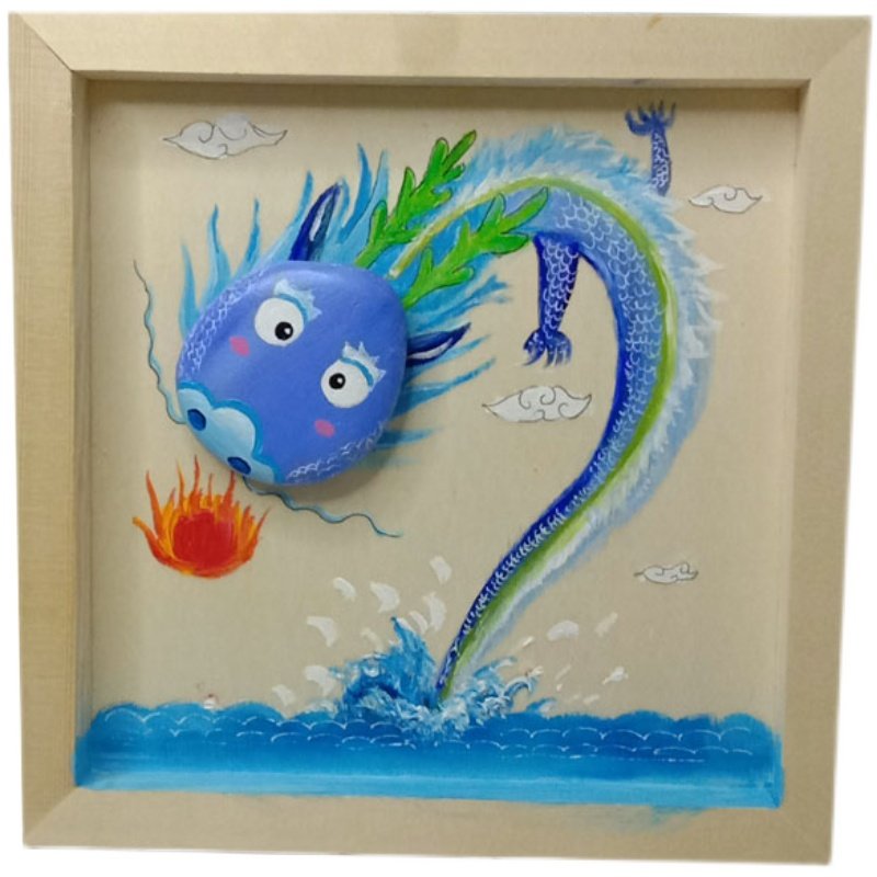 十二生肖木相框石头拼画立体装饰摆台儿童手工绘画挂墙diy材料包,淘宝优惠券,粉丝福利购,淘宝优惠卷