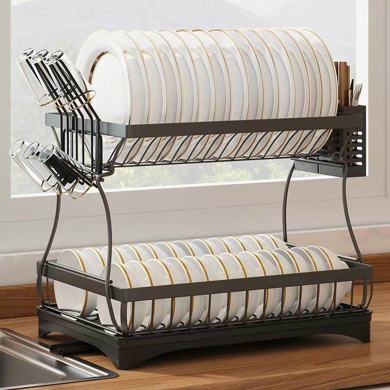 不锈钢厨房置物架双层碗筷沥水架放餐具碗碟收纳盒碗碟架可折叠,淘宝优惠券,粉丝福利购,淘宝优惠卷