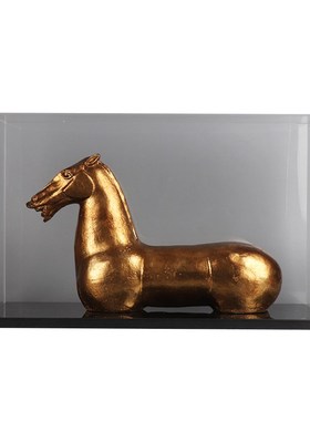 新中式雕塑马亚克力罩样板房间客厅玄关书房书柜酒店软装饰品摆件