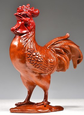 花梨木雕鸡摆件实木鸡生肖鸡大公鸡家居客厅装饰摆设红木工艺礼品