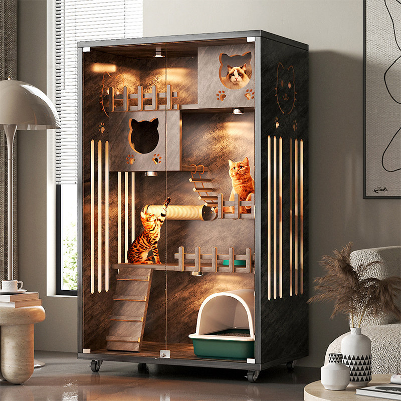 猫别墅家用室内猫窝电动猫砂盆猫柜猫房子猫屋猫舍豪华实木猫笼子,淘宝优惠券,粉丝福利购,淘宝优惠卷