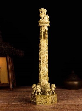 铜华表柱铜华表摆件 中华龙图腾柱 客J厅家居办公室装饰工艺礼品