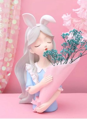 创意轻奢入户爱丽丝捧花收纳家居客厅电视柜装饰桌面摆件结婚礼物