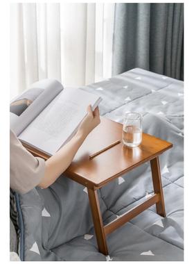 楠竹床上书桌懒人宿舍折叠小桌子实木炕桌学生学习桌简易飘窗桌子
