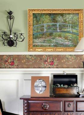 法式复古装饰画莫奈睡莲组合挂画餐厅客厅中古墙面壁画