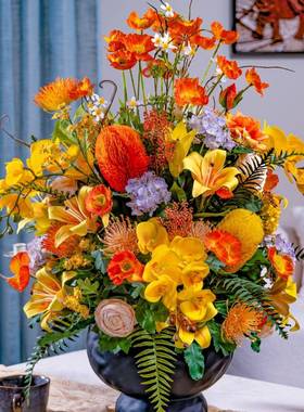 高档仿真假花装饰花卉摆设仿生插花室内客厅餐桌轻奢高端花艺摆件