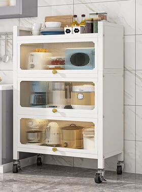 厨房置物架防尘柜门落地式多层橱柜收纳多功能放微波炉烤炉储物柜