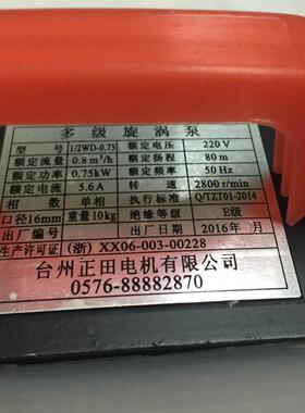台州正田多级旋涡泵电加热蒸汽发生器锅炉高压漩涡水泵750W