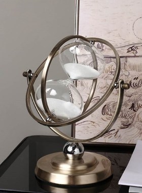 轻奢创意金属时间沙漏摆件家用办公室书房桌面计时器摆设软装饰品