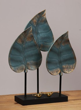 新中式树叶树脂摆件现代客厅样板间玄关办公室酒店博古架装饰摆设