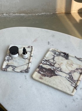 DoDo天然宝格丽大理石r香薰首饰收纳托盘轻奢风样板间高档装饰摆